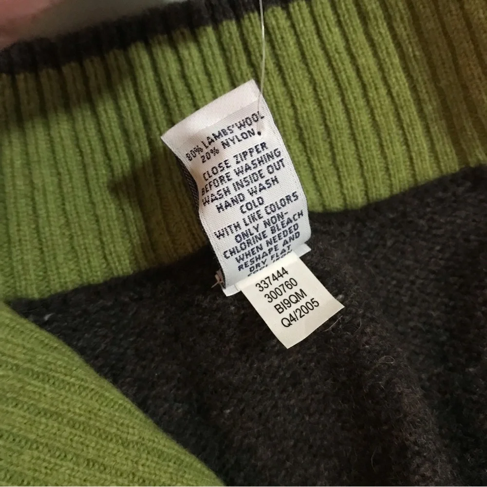 NEW Mens Size Large Gap 3/4 Zip Dark Gray and Green Lambswool Sweater - Picture 6 of 8